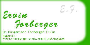 ervin forberger business card